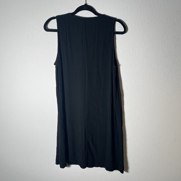 Madewell Black Button Front Tunic Shift Dress Women’s Large Sleeveless V-Neck - Picture 8 of 9